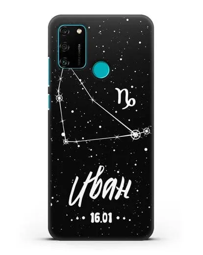 Чехол со знаком зодиака Козерог (22 дек — 20 янв) с именем, датой рождения силиконовый для Honor 9A