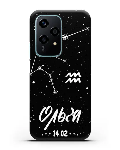 Чехол со знаком зодиака Водолей (21 янв — 19 фев) с именем, датой рождения силиконовый для Honor 200 Lite
