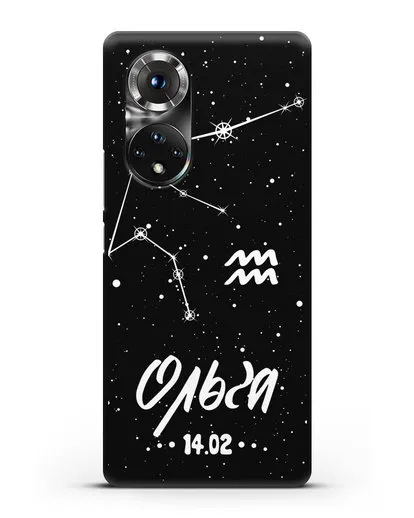 Чехол со знаком зодиака Водолей (21 янв — 19 фев) с именем, датой рождения силиконовый для Honor 50