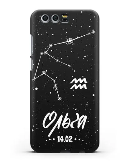 Чехол со знаком зодиака Водолей (21 янв — 19 фев) с именем, датой рождения силиконовый для Honor 9