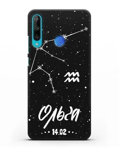 Чехол со знаком зодиака Водолей (21 янв — 19 фев) с именем, датой рождения силиконовый для Honor 9C