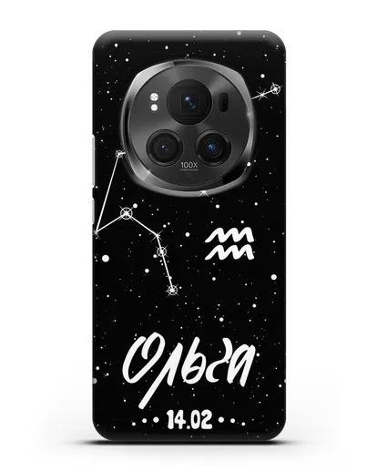 Чехол со знаком зодиака Водолей (21 янв — 19 фев) с именем, датой рождения силиконовый для Honor Magic 6 Pro
