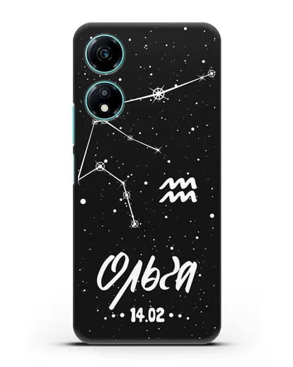 Чехол со знаком зодиака Водолей (21 янв — 19 фев) с именем, датой рождения силиконовый для Honor X5 Plus