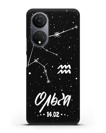Чехол со знаком зодиака Водолей (21 янв — 19 фев) с именем, датой рождения силиконовый для Honor X7