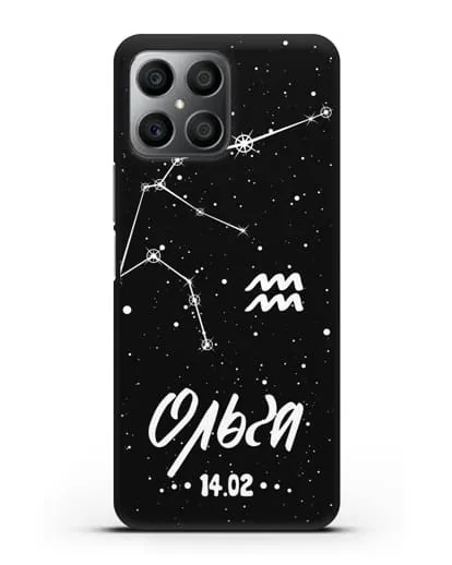 Чехол со знаком зодиака Водолей (21 янв — 19 фев) с именем, датой рождения силиконовый для Honor X8