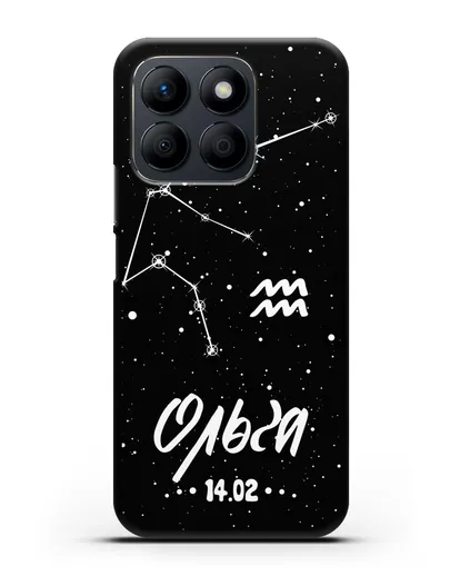 Чехол со знаком зодиака Водолей (21 янв — 19 фев) с именем, датой рождения силиконовый для Honor X8b