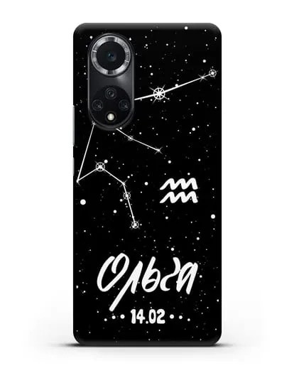 Чехол со знаком зодиака Водолей (21 янв — 19 фев) с именем, датой рождения силиконовый для Huawei Nova 9