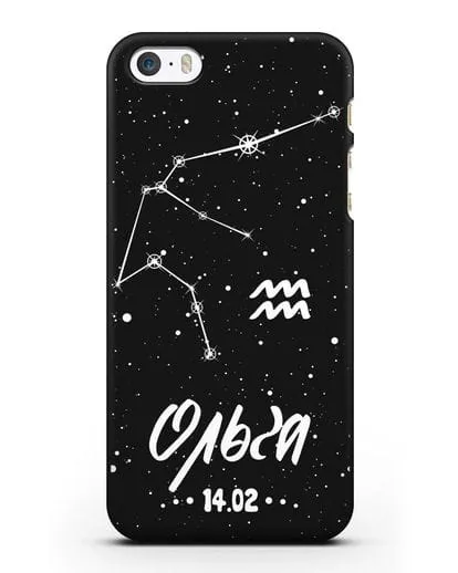 Чехол со знаком зодиака Водолей (21 янв — 19 фев) с именем, датой рождения силиконовый для iPhone 5/5s/SE