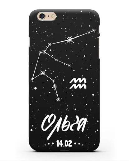 Чехол со знаком зодиака Водолей (21 янв — 19 фев) с именем, датой рождения силиконовый для iPhone 6 Plus