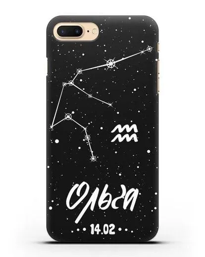 Чехол со знаком зодиака Водолей (21 янв — 19 фев) с именем, датой рождения силиконовый для iPhone 7 Plus