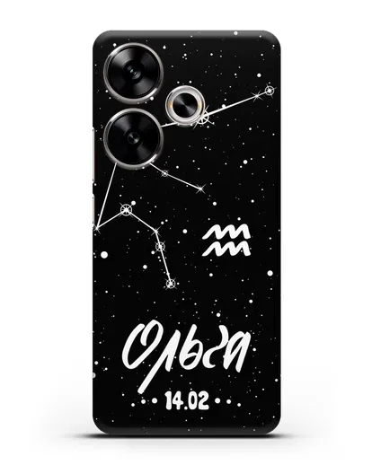 Чехол со знаком зодиака Водолей (21 янв — 19 фев) с именем, датой рождения силиконовый для Xiaomi Poco F6