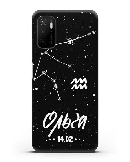 Чехол со знаком зодиака Водолей (21 янв — 19 фев) с именем, датой рождения силиконовый для Xiaomi Poco M3 Pro