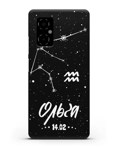 Чехол со знаком зодиака Водолей (21 янв — 19 фев) с именем, датой рождения силиконовый для Xiaomi Poco M4 5G