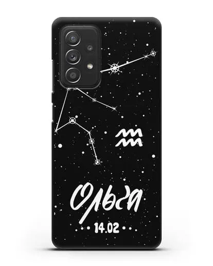 Чехол со знаком зодиака Водолей (21 янв — 19 фев) с именем, датой рождения силиконовый для Samsung Galaxy A53