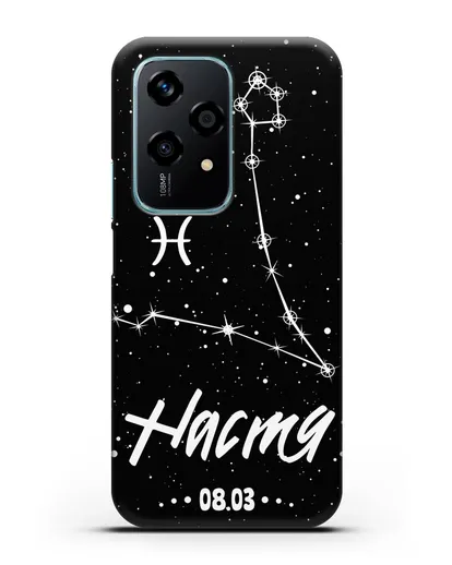 Чехол со знаком зодиака Рыбы (20 фев — 20 мар) с именем, датой рождения силиконовый для Honor 200 Lite