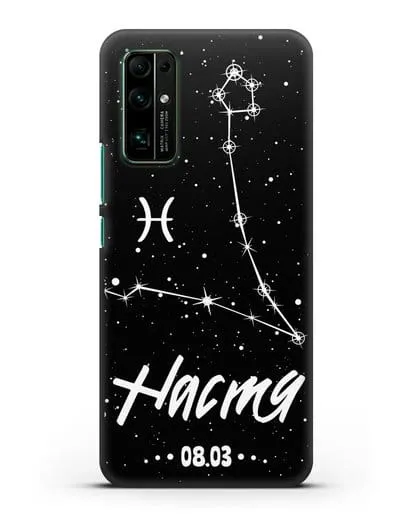 Чехол со знаком зодиака Рыбы (20 фев — 20 мар) с именем, датой рождения силиконовый для Honor 30