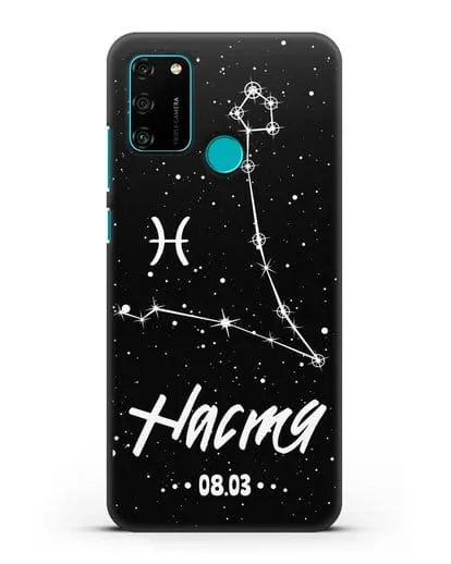 Чехол со знаком зодиака Рыбы (20 фев — 20 мар) с именем, датой рождения силиконовый для Honor 9A