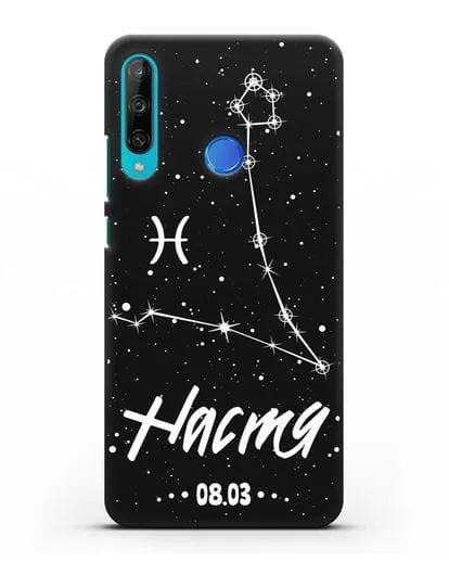 Чехол со знаком зодиака Рыбы (20 фев — 20 мар) с именем, датой рождения силиконовый для Honor 9C
