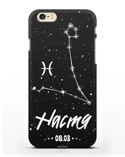 Чехол со знаком зодиака Рыбы (20 фев — 20 мар) с именем, датой рождения силиконовый для iPhone 6s