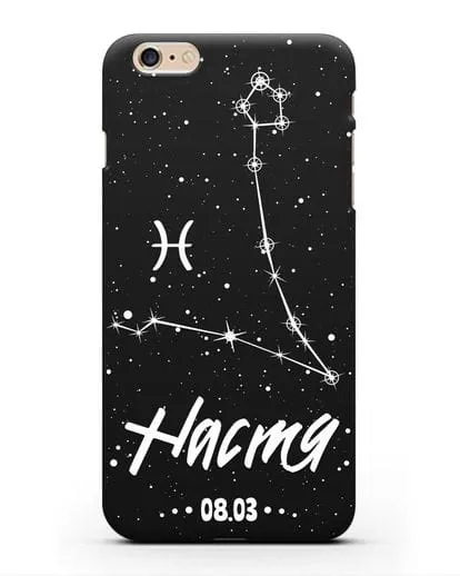 Чехол со знаком зодиака Рыбы (20 фев — 20 мар) с именем, датой рождения силиконовый для iPhone 6s Plus