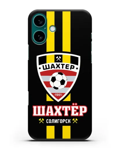 Чехол с логотипом ФК Шахтёр Солигорск силиконовый для iPhone 16 Plus