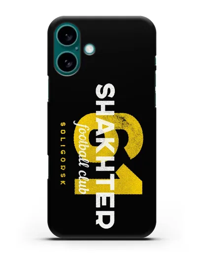 Чехол ФК Шахтёр Солигорск с надписью SHAKHTER 61 силиконовый для iPhone 16 Plus