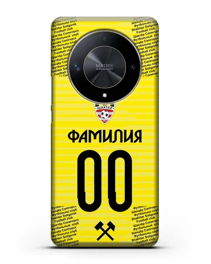 Именной чехол ФК Шахтёр Солигорск с фамилией и номером (сезон 2018-2019) желтая форма силиконовый для Honor X9b