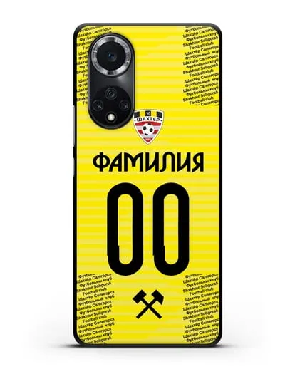 Именной чехол ФК Шахтёр Солигорск с фамилией и номером (сезон 2018-2019) желтая форма силиконовый для Huawei Nova 9