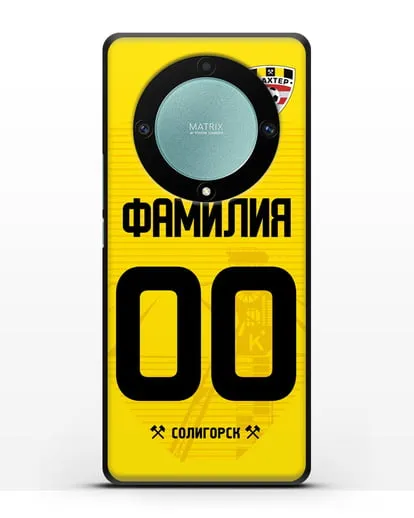 Именной чехол ФК Шахтёр Солигорск с фамилией и номером (сезон 2019-2020) желтая форма силиконовый для Honor X9a