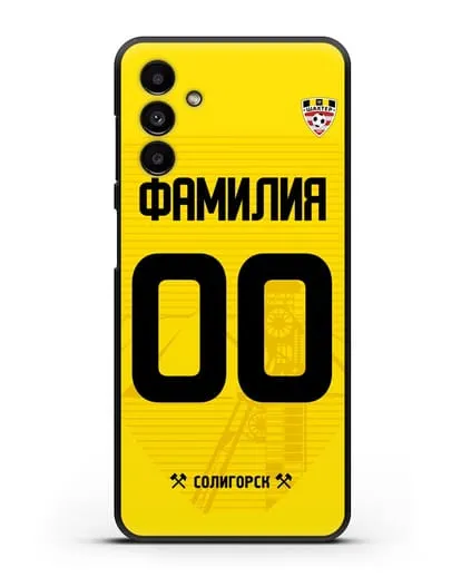 Именной чехол ФК Шахтёр Солигорск с фамилией и номером (сезон 2019-2020) желтая форма силиконовый для Samsung Galaxy A13 5G [SM-A136]