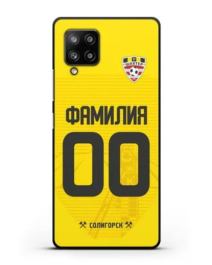Именной чехол ФК Шахтёр Солигорск с фамилией и номером (сезон 2019-2020) желтая форма силиконовый для Samsung Galaxy A42 [SM-A426B]