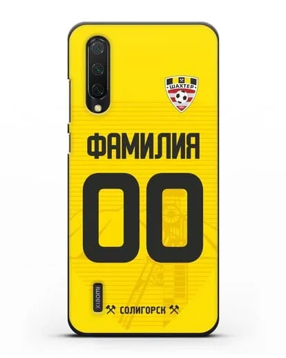 Именной чехол ФК Шахтёр Солигорск с фамилией и номером (сезон 2019-2020) желтая форма силиконовый для Xiaomi Mi A3 Lite