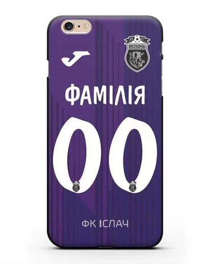 Именной чехол ФК Ислочь с фамилией и номером фиолетовая форма силиконовый для iPhone 6s Plus