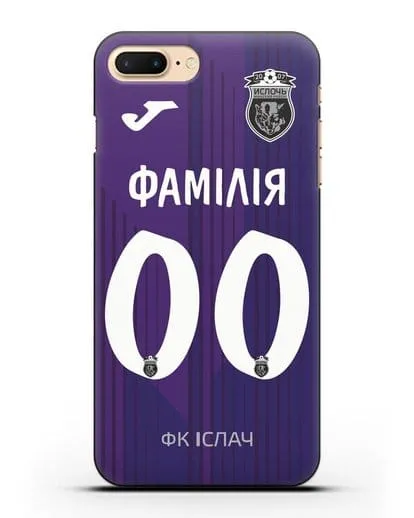 Именной чехол ФК Ислочь с фамилией и номером фиолетовая форма силиконовый для iPhone 8 Plus