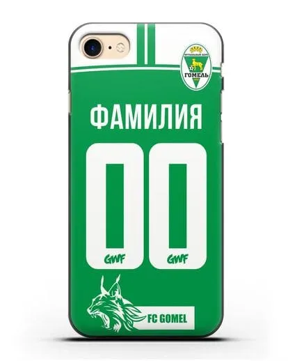 Именной чехол ФК Гомель с фамилией и номером зеленая форма силиконовый для iPhone 7
