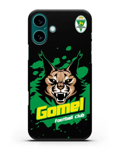 Чехол Рысь с надписью Gomel football club силиконовый для iPhone 16 Plus