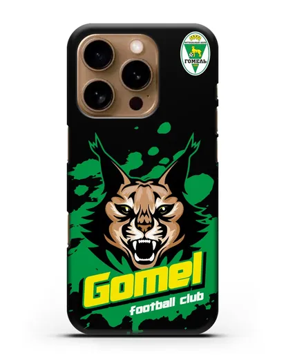 Чехол Рысь с надписью Gomel football club силиконовый для iPhone 16 Pro