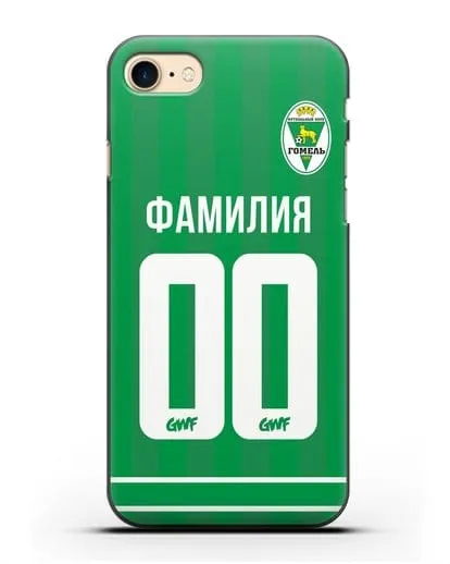 Именной чехол ФК Гомель с фамилией и номером белая форма силиконовый для iPhone 7
