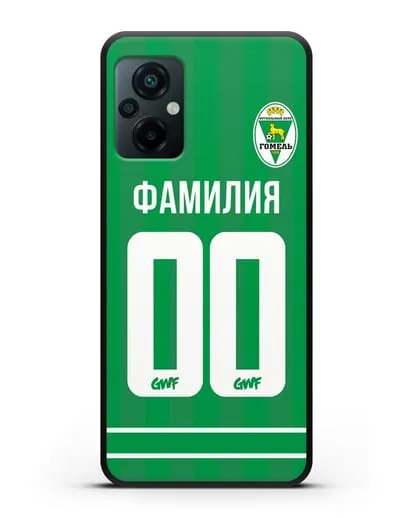 Именной чехол ФК Гомель с фамилией и номером белая форма силиконовый для Xiaomi Poco M5