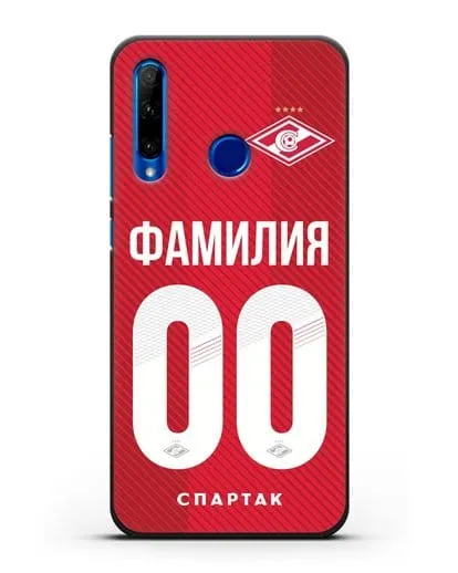 Именной чехол ФК Спартак Москва с фамилией и номером (сезон 2018-2019) красная форма силиконовый для Honor 10i