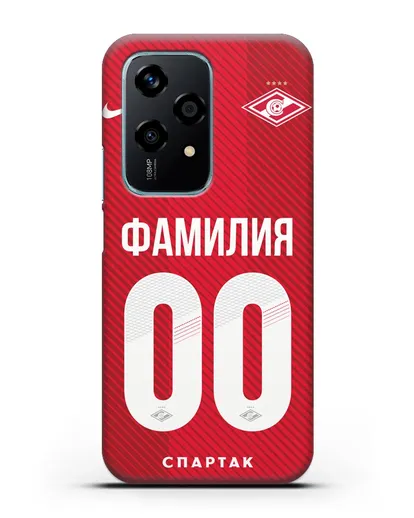 Именной чехол ФК Спартак Москва с фамилией и номером (сезон 2018-2019) красная форма силиконовый для Honor 200 Lite