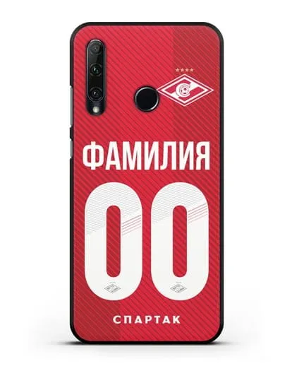 Именной чехол ФК Спартак Москва с фамилией и номером (сезон 2018-2019) красная форма силиконовый для Honor 20e