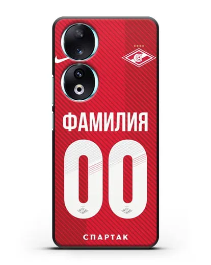 Именной чехол ФК Спартак Москва с фамилией и номером (сезон 2018-2019) красная форма силиконовый для Honor 90