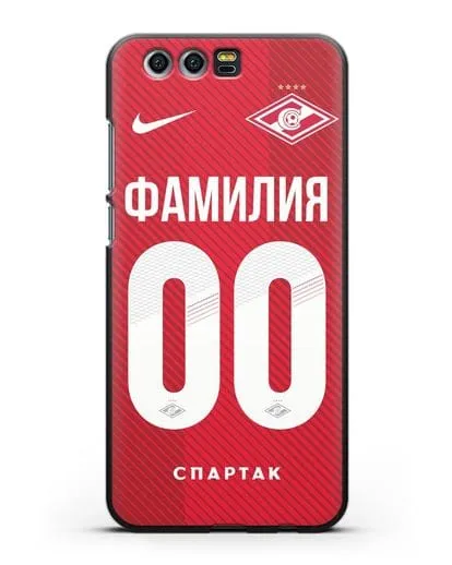 Именной чехол ФК Спартак Москва с фамилией и номером (сезон 2018-2019) красная форма силиконовый для Honor 9