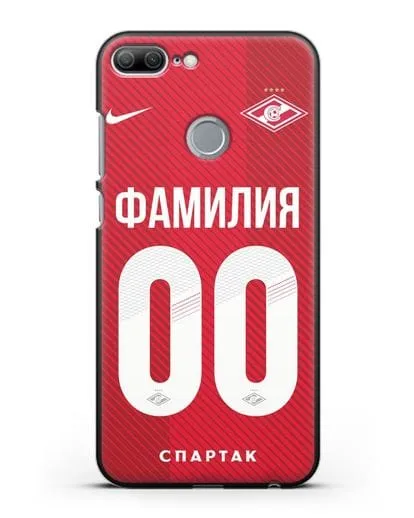 Именной чехол ФК Спартак Москва с фамилией и номером (сезон 2018-2019) красная форма силиконовый для Honor 9 Lite
