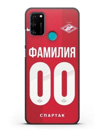 Именной чехол ФК Спартак Москва с фамилией и номером (сезон 2018-2019) красная форма силиконовый для Honor 9A