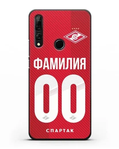 Именной чехол ФК Спартак Москва с фамилией и номером (сезон 2018-2019) красная форма силиконовый для Honor 9X