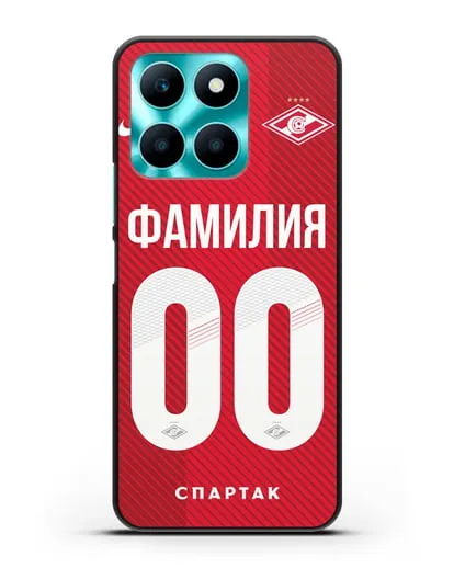 Именной чехол ФК Спартак Москва с фамилией и номером (сезон 2018-2019) красная форма силиконовый для Honor X6a
