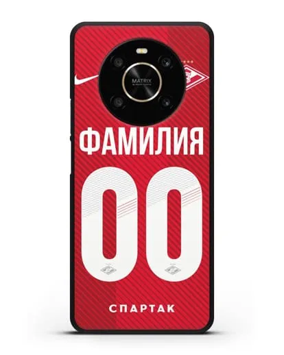 Именной чехол ФК Спартак Москва с фамилией и номером (сезон 2018-2019) красная форма силиконовый для Honor X9