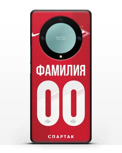Именной чехол ФК Спартак Москва с фамилией и номером (сезон 2018-2019) красная форма силиконовый для Honor X9a